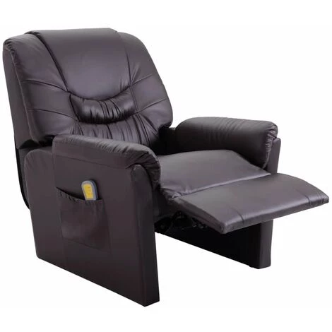 HAPPYSHOPPING Fauteuil Inclinable De Massage Marron Similicuir 7 HAPPYSHOPPING Fauteuil Inclinable De Massage Marron Similicuir – Image 5