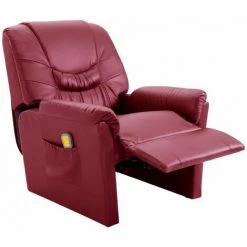 HAPPYSHOPPING Fauteuil De Massage Rouge Bordeaux Similicuir -Pas Cher Fauteuil Magasin 39705918 5