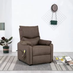ASUPERMALL Fauteuil De Massage Inclinable Electrique Marron Tissu