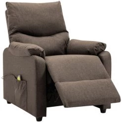 ASUPERMALL Fauteuil De Massage Inclinable Electrique Marron Tissu -Pas Cher Fauteuil Magasin 39705972 5