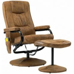 HAPPYSHOPPING Fauteuil De Massage Avec Repose-pied Marron Similicuir Daim -Pas Cher Fauteuil Magasin 39706051 2