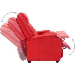 ASUPERMALL Fauteuil Inclinable Rouge Similicuir -Pas Cher Fauteuil Magasin 39744989 3