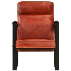 ASUPERMALL Fauteuil 60x75x90 Cm Marron Fonce Cuir De Chevre Veritable -Pas Cher Fauteuil Magasin 39745472 4