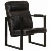 ASUPERMALL Fauteuil 60x75x90 Cm Noir Cuir De Chevre Veritable
