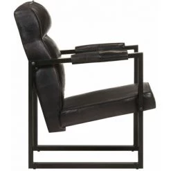 ASUPERMALL Fauteuil 60x75x90 Cm Noir Cuir De Chevre Veritable -Pas Cher Fauteuil Magasin 39745482 5