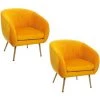 Lot De 2 Fauteuils Velours Plissé Jaune Solaro Atmosphera -Pas Cher Fauteuil Magasin 39853360 1