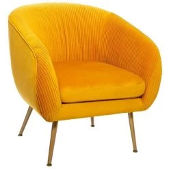 Lot De 2 Fauteuils Velours Plissé Jaune Solaro Atmosphera -Pas Cher Fauteuil Magasin 39853360 2
