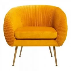 Lot De 2 Fauteuils Velours Plissé Jaune Solaro Atmosphera -Pas Cher Fauteuil Magasin 39853360 4