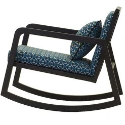 SIGNATURE Fauteuil Rocking Chair Bleu 58x71x82cm - Imprimé -Pas Cher Fauteuil Magasin 39890181 3