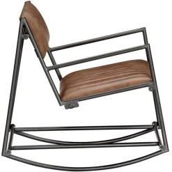 TRUE DEAL Chaise à Bascule Marron Clair Cuir Véritable -Pas Cher Fauteuil Magasin 39906438 4