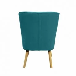 MEUBLETMOI Fauteuil Matelassé En Velours Bleu Canard Et Pieds Bois Clair - ZELIE - Bleu 11 MEUBLETMOI Fauteuil Matelassé En Velours Bleu Canard Et Pieds Bois Clair - ZELIE - Bleu -Pas Cher Fauteuil Magasin 39977053 5