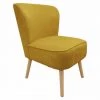MEUBLETMOI Fauteuil Bas En Velours Côtelé Jaune Et Piètement En Bois - NATSU - Jaune -Pas Cher Fauteuil Magasin 39977068 1