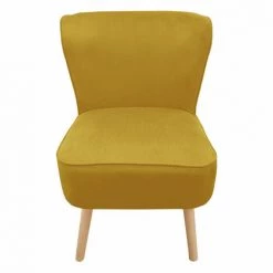 MEUBLETMOI Fauteuil Bas En Velours Côtelé Jaune Et Piètement En Bois - NATSU - Jaune 9 MEUBLETMOI Fauteuil Bas En Velours Côtelé Jaune Et Piètement En Bois - NATSU - Jaune -Pas Cher Fauteuil Magasin 39977068 3