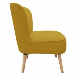 MEUBLETMOI Fauteuil Bas En Velours Côtelé Jaune Et Piètement En Bois - NATSU - Jaune 10 MEUBLETMOI Fauteuil Bas En Velours Côtelé Jaune Et Piètement En Bois - NATSU - Jaune -Pas Cher Fauteuil Magasin 39977068 4
