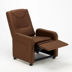 LE ROI DU RELAX Fauteuil Inclinable Relax 4 Roues Avec Repose-pieds En Tissu Beautiful | Couleur: Marron -Pas Cher Fauteuil Magasin 40008342 4