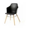 M-S Fauteuil 51x54x80 Cm Avec Coque Noire Et Pieds Naturels -Pas Cher Fauteuil Magasin 40093831 1
