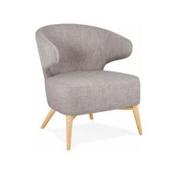 M&S Fauteuil Design En Tissu Gris Clair Et Pieds Naturels - JODDY