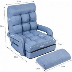 DéCOSHOP26 Fauteuil Convertible Chauffeuse Convertible 1 Place En Tissu Avec Oreiller 5 Positions Bleu - Bleu 7 DéCOSHOP26 Fauteuil Convertible Chauffeuse Convertible 1 Place En Tissu Avec Oreiller 5 Positions Bleu - Bleu -Pas Cher Fauteuil Magasin 40148928 2