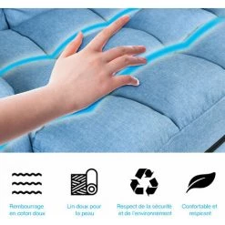 DéCOSHOP26 Fauteuil Convertible Chauffeuse Convertible 1 Place En Tissu Avec Oreiller 5 Positions Bleu - Bleu 8 DéCOSHOP26 Fauteuil Convertible Chauffeuse Convertible 1 Place En Tissu Avec Oreiller 5 Positions Bleu - Bleu -Pas Cher Fauteuil Magasin 40148928 3