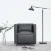 HAPPYSHOPPING Fauteuil Cube Gris Similicuir -Pas Cher Fauteuil Magasin 40196673 1