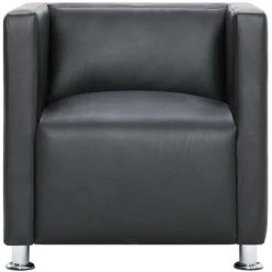 HAPPYSHOPPING Fauteuil Cube Gris Similicuir -Pas Cher Fauteuil Magasin 40196673 5
