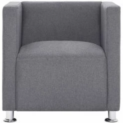 HAPPYSHOPPING Fauteuil Cube Gris Clair Tissu -Pas Cher Fauteuil Magasin 40196680 5