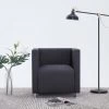 HAPPYSHOPPING Fauteuil Cube Gris Fonce Tissu