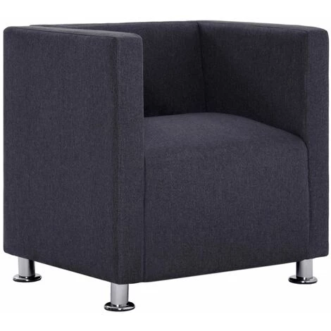 HAPPYSHOPPING Fauteuil Cube Gris Fonce Tissu 4 HAPPYSHOPPING Fauteuil Cube Gris Fonce Tissu â Image 2