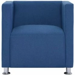 HAPPYSHOPPING Fauteuil Cube Bleu Tissu -Pas Cher Fauteuil Magasin 40196693 5