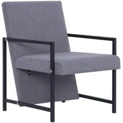 HAPPYSHOPPING Fauteuil Gris Clair Tissu -Pas Cher Fauteuil Magasin 40196723 2