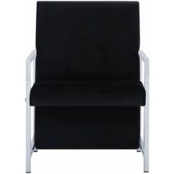 HAPPYSHOPPING Fauteuil Avec Pieds En Chrome Noir Velours -Pas Cher Fauteuil Magasin 40196732 4