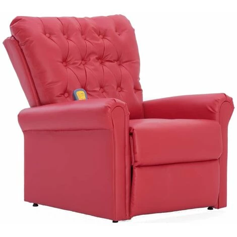 HAPPYSHOPPING Fauteuil Inclinable De Massage Rouge Similicuir 4 HAPPYSHOPPING Fauteuil Inclinable De Massage Rouge Similicuir – Image 2