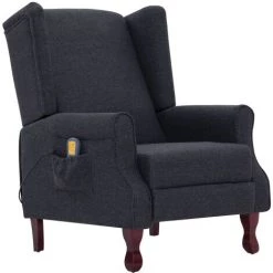 HAPPYSHOPPING Fauteuil Inclinable De Massage Gris Fonce Tissu -Pas Cher Fauteuil Magasin 40196785 2