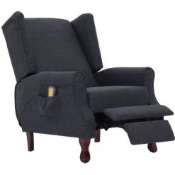 HAPPYSHOPPING Fauteuil Inclinable De Massage Gris Fonce Tissu -Pas Cher Fauteuil Magasin 40196785 5