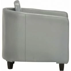 HAPPYSHOPPING Fauteuil Gris Cuir Veritable -Pas Cher Fauteuil Magasin 40199946 3