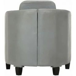 HAPPYSHOPPING Fauteuil Gris Cuir Veritable -Pas Cher Fauteuil Magasin 40199946 4