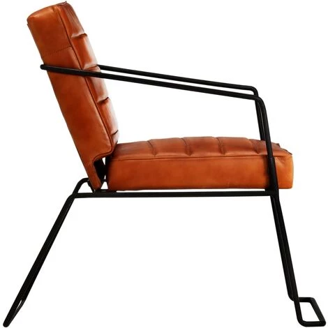 HAPPYSHOPPING Fauteuil Brun Roux Cuir Veritable 7 HAPPYSHOPPING Fauteuil Brun Roux Cuir Veritable – Image 5