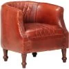 HAPPYSHOPPING Fauteuil Tube Marron 62x58x65 Cm Cuir Veritable -Pas Cher Fauteuil Magasin 40204038 1