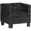 HAPPYSHOPPING Fauteuil Noir Cuir Veritable