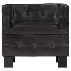 HAPPYSHOPPING Fauteuil Noir Cuir Veritable 9 HAPPYSHOPPING Fauteuil Noir Cuir Veritable -Pas Cher Fauteuil Magasin 40204108 3