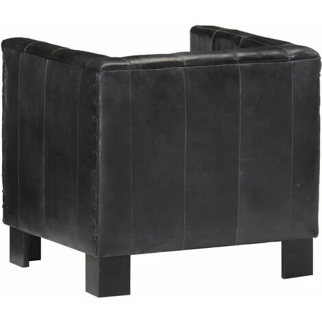 HAPPYSHOPPING Fauteuil Noir Cuir Veritable 7 HAPPYSHOPPING Fauteuil Noir Cuir Veritable – Image 5