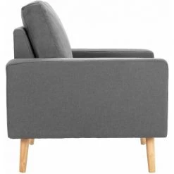 HAPPYSHOPPING Fauteuil Gris Clair Tissu -Pas Cher Fauteuil Magasin 40207984 4