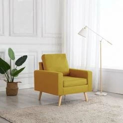 HAPPYSHOPPING Fauteuil Jaune Tissu