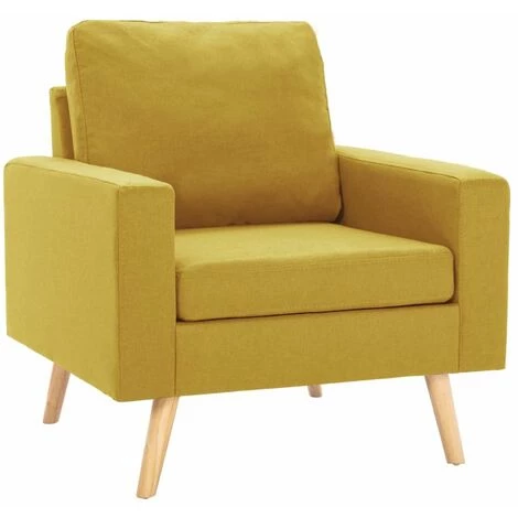 HAPPYSHOPPING Fauteuil Jaune Tissu 4 HAPPYSHOPPING Fauteuil Jaune Tissu – Image 2