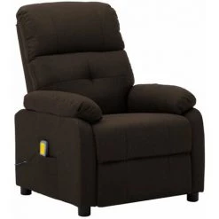 HAPPYSHOPPING Fauteuil De Massage Marron Fonce Tissu