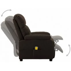 HAPPYSHOPPING Fauteuil De Massage Marron Fonce Tissu -Pas Cher Fauteuil Magasin 40226760 4