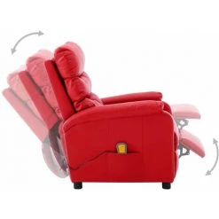 HAPPYSHOPPING Fauteuil De Massage Inclinable Rouge Similicuir -Pas Cher Fauteuil Magasin 40228231 4