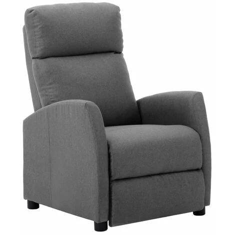 HAPPYSHOPPING Fauteuil Inclinable Gris Clair Tissu 3 HAPPYSHOPPING Fauteuil Inclinable Gris Clair Tissu