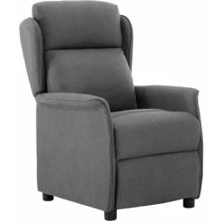 HAPPYSHOPPING Fauteuil Inclinable Gris Clair Tissu -Pas Cher Fauteuil Magasin 40234629 2