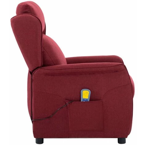 HAPPYSHOPPING Fauteuil Inclinable De Massage Rouge Bordeaux Tissu 5 HAPPYSHOPPING Fauteuil Inclinable De Massage Rouge Bordeaux Tissu – Image 3